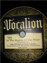 LESTER MCFARLAND AND ROBERT GARDNER    In the Shadow of the Pines    (Vocalion  5364,  1940) 78 RPM Country Record
