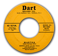 DONNY BOYD AND HIS GUITAR     Martha    (Dart   RH-1003,  1958)   45 RPM Record