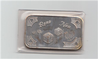 Reno Nevada One Ounce Silver Ingot   (Mother Lode Mint, 1970)