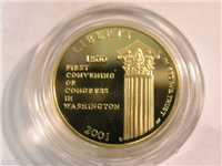 USA 2001 Capitol Visitor Center Gold $5 Five Dollar Proof in US Mint Box with COA
