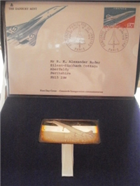 Danbury Mint Concorde Inaugural Flight Commemorative Ingot and First Day Cover