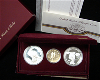 Olympic 3 Coin Proof Set $10 Gold, $1 Olympic Dollars  (U.S. Mint, 1984)