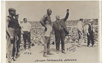 Billy Jordan Introducing Jack Johnson at The Fight of the Century Reno, Nevada 1910 Postcard