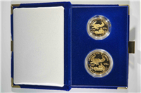 USA 1987 Gold $50 1 Ounce Eagle $25 1/2 Ounce 2 Coin Set in Box with COA