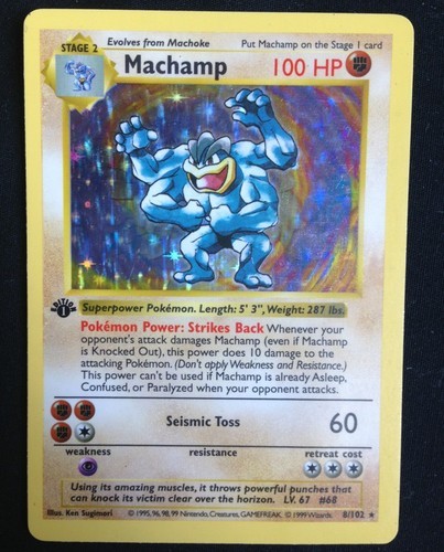Value of Shadowless Machamp Card 8/102 (Pokemon First Edition Base Set