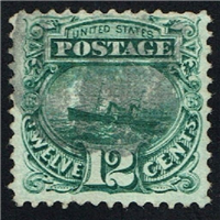(Scott 117)  USA 1869 12&#162; SS Adriatic (green, grill)