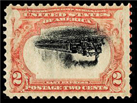 (Scott 295a)  USA 1901 2&#162; Pan-American Exposition (carmine and black, center inverted)     