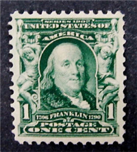 (Scott 300)  USA 1903 1&#162; Benjamin Franklin (blue green)     