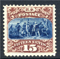 (Scott 129)  USA 1875 15&#162; Landing of Columbus (brown and blue)     