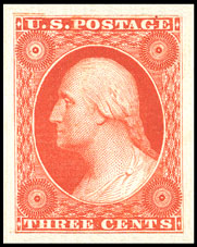 (Scott-10)  USA 1851 3c George Washington (orange brown, type 1)     