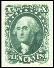 (Scott-13)  USA 1855 10c George Washington (green, type I)     