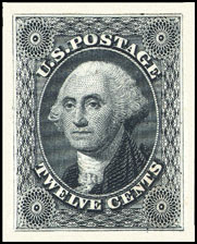 (Scott 17)  USA 1851 12&#162; George Washington (black)     