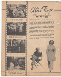 Alice Faye Dixie Cup Premium (20th Cnetury Fox, c. 1940)