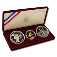 3 Coin Olympic Proof Set with $10 Gold Coin  (US Mint, 1983 1984)