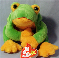 RIBBIT THE YELLOW AND GREEN FROG  Beanie Baby #3009     (Ty, Inc.)