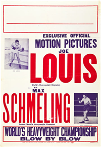 JOE LOUIS AND MAX SCHMELING WORLD CHAMPIONSHIP   Original American One Sheet   (Empire City, 1938)