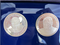 Churchill Silver 2 Coin Set 20 Crown Turks & Caicos Islands & $25 Cayman Proofs (Royal Canadian Mint, 1974)