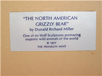 THE NORTH AMERICAN GRIZZLY BEAR by Donald Richard Miller Silver Wall Sculpture  (Franklin Mint, 1977)
