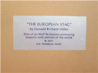 THE EUROPEAN STAG by Donald Richard Miller Silver Wall Sculpture  (Franklin Mint, 1977)