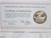 Postmasters of America Special Christmas Issue Silver Medal and FDC  (Franklin Mint, 1972)