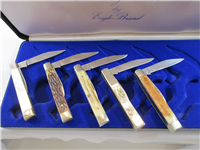 PARKER EAGLE BRAND Abalone Mother of Pearl 5 Knife Country Doctor Set