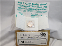 1988 Notre Dame Fighting Irish National Championship Pure Silver Medal