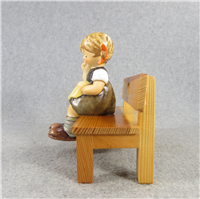 NIMBLE FINGERS  4-1/2 inch Figurine with Wooden Bench  (Hummel 758, TMK 7)