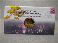 Hong Kong Returns to China Medallic Cover  (Franklin Mint, 1997)