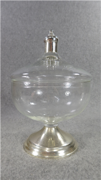 Wheat Pattern Etched Glass 7" Lidded Candy Dish with Weighted Sterling Base (Duchin Creation)