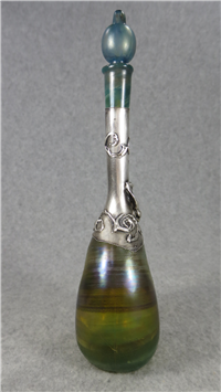 Floral Repose Sterling 8" Blown Glass Perfume Bottle  (Israel, E. Mod) 