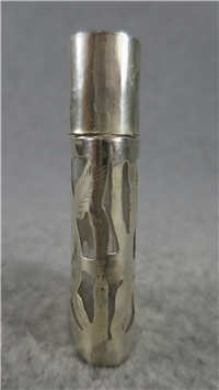 Pierced Sterling & Glass 2 1/8" Perfume Bottle  (Mexico, JMN) 