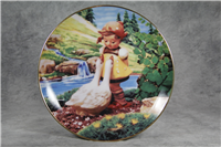 Hummel GOOSE GIRL Limited Edition 8-1/8" Plate 23kt Gold Trim (Danbury Mint)