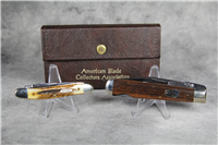 1993 ABCA Ltd Ed Knife Set CASE XX USA Muskrat & QUEEN S&M Swing Guard Lockback