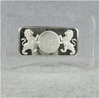 Engraved 5000 Grains Solid Sterling Silver Ingot In Lucite  (Franklin Mint, 1972)