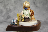PLAYFUL BLESSING 3" Figurine & Wooden Base (Hummel 658, TMK 7)