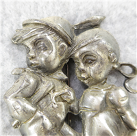 BOY & GIRL 3 inch Pot Metal Brooch Pin  (Silson/Hummel, circa 1940, Germany)