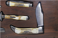 1976 CASE XX Razor Edge Stag 7 Knife Set in Custom Display
