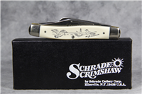 1979 SCHRADE SCRIMSHAW SC-505 Seagulls & Lighthouse Stockman Knife
