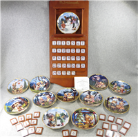 SEASONS OF JOY 12 Plate Set with Wooden Perpetual Calendar Display (Bradford Exchange, 1999)