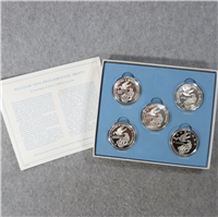United Nations Nuclear Non-Proliferation Peace Treaty Commemorative Medal 5 Coin Set (Franklin Mint, 1972)