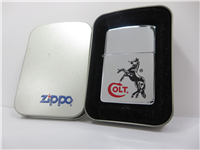 COLT FIREARMS FACTORY HORSE LOGO Laser Engraved Polished Chrome Lighter (Zippo, 1996-1997)  