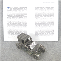 1908 LANCHESTER World-Famous Sterling Silver Vintage Car Replica (Franklin Mint, Silver Car Miniatures Collection, 1977)