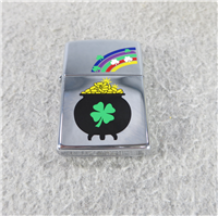 LUCKY POT OF GOLD AT END OF RAINBOW Polished Chrome Lighter (Zippo, 1998)  