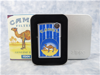 'CAMEL IN STRIPES' VERTICAL BLUE Brushed Chrome Lighter (Zippo, Z452, 1999)  