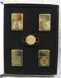 Limited Edition WORLD WAR II 'A REMEMBRANCE' VOL. I Set of Four Solid Brass Lighters (Zippo, 1995)  