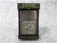 Camel ON THE HANDLEBARS Tombstone Emblem Midnight Brushed Chrome Lighter (Zippo, 1992)  
