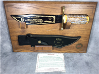 1985 CASE XX USA 80th Anniversary Ltd Ed Stag Bowie Knife with Sheath & Wall Plaque