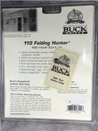 BUCK 110 100th Anniversary Folding Hunter Lockback  w/ Sheath & Pin