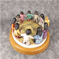 DeGrazia LOS NINOS 9-1/4 inch Limited Edition Figurine & Wood Base (Goebel 10 327 09, TMK 6, #7322)