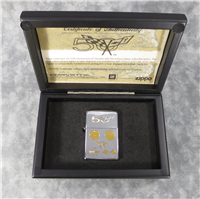 Limited Edition CORVETTE 50th Anniversary Chrome Lighter with 24k Gold Inlay Emblems (Zippo, 2003, #20501)  